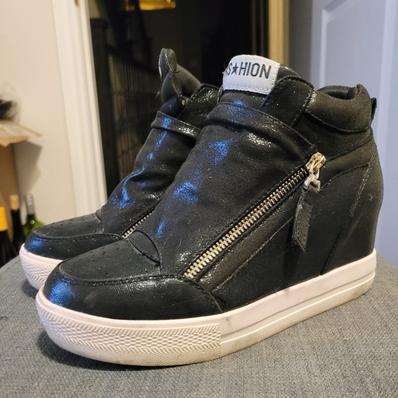 Black heels ankle sneakers shoes - Picture 2 of 7